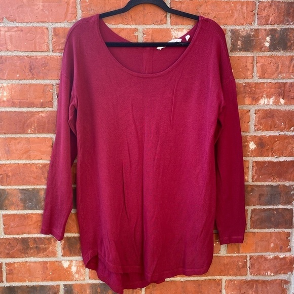 Soft Surroundings Meidum Margulies Marroon Exposed Zipper Back Long Sleeve Top - Picture 2 of 10